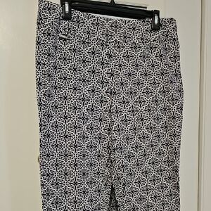 Navy Blue and White Patterned Pants